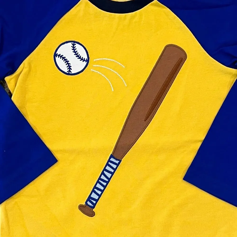 NWT Gymboree Blue & Gold W/Embroidered Baseball Bat & Ball Shirt - SIZE 12-18M